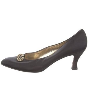 Salvatore Ferragamo Satin Vintage Pumps with Accent